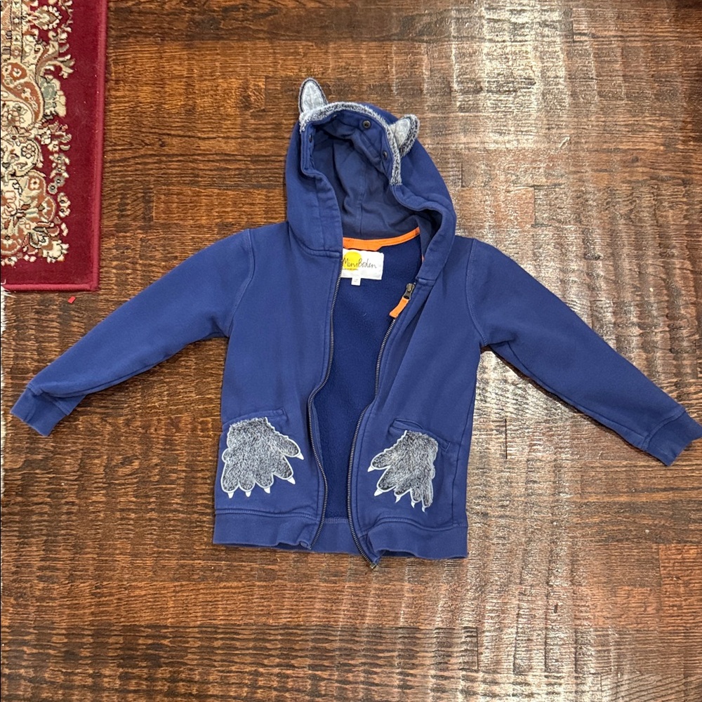 Mini Boden Blue Hoodie with Animal Ears